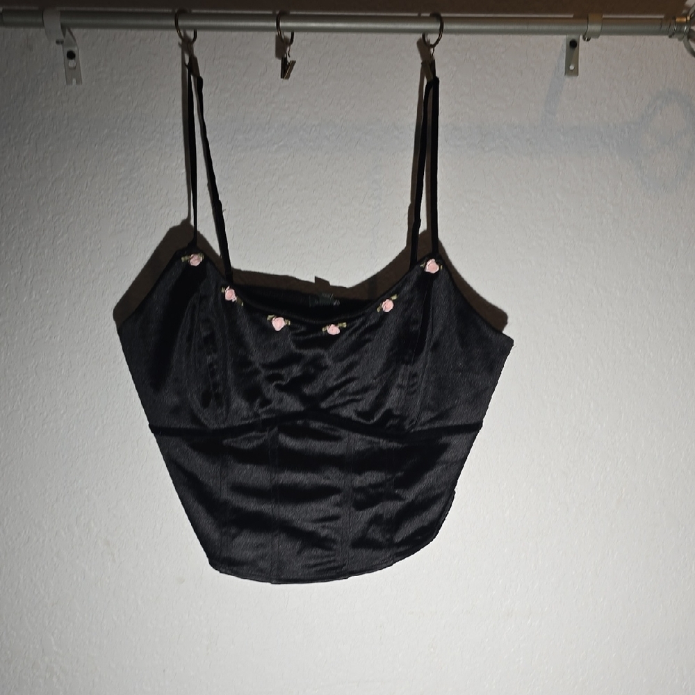 Wild Fable Black Camisole with Pink Accents